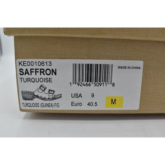 Kork Ease Womens Size 9 Saffron Turquoise Full Grain Leather Slide Sandals Shoes - Picture 12 of 12